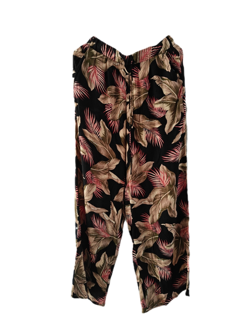 Billabong Black Wide-Leg Tropical Print Pants Medium Beachy Casual Resortwear